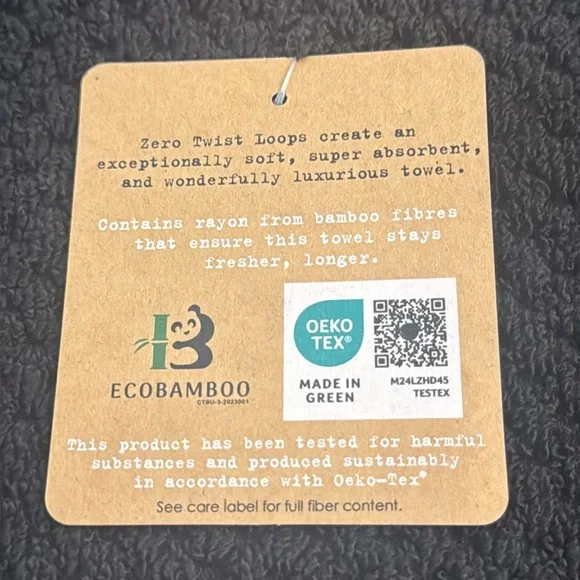 8pc ECOEXISTENCE Bamboo Zero Twist Loops Bath Towel Set - Black - Picture 11 of 12